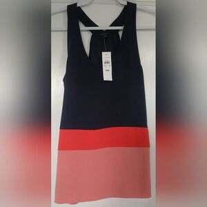 Ann Taylor Navy, Red, and Pink Colorblock Blouse